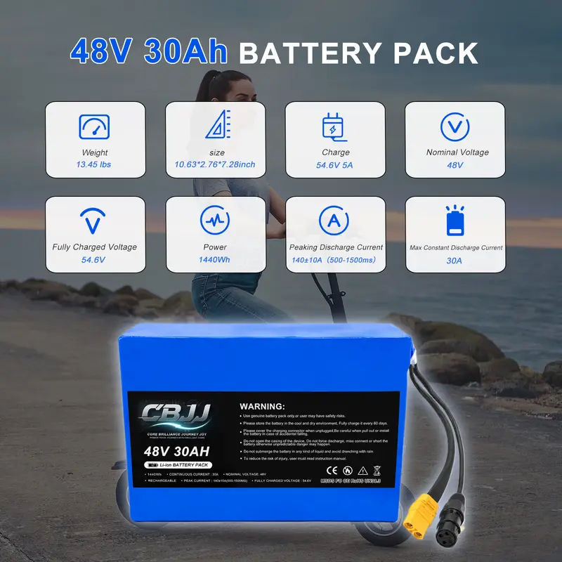 CBJJ HY05 E-Bike Battery 48V 30Ah - 1440Wh, 30A Smart BMS
