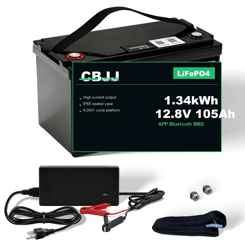 CBJJ ZW24 12.8V 100Ah LiFePO4 Battery - Bluetooth BMS